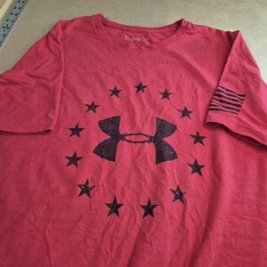 Under Armour Red Tee with Black Star Pattern